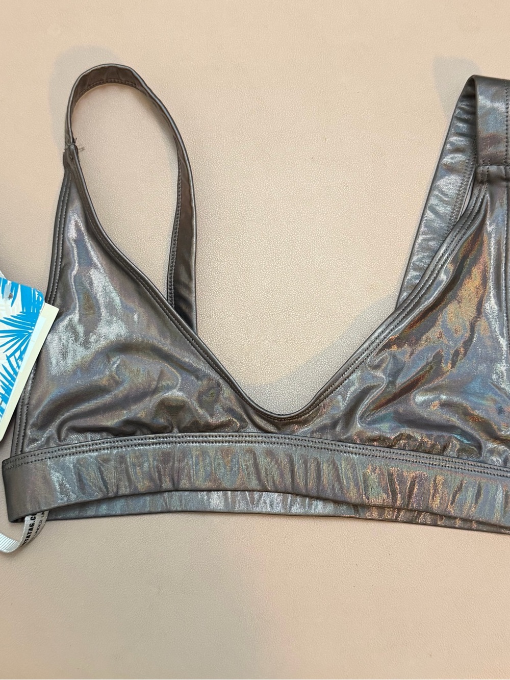 House of CB Monsoon XS NWT Bikini Top Iridescent Bronze Metallic Summer Coastal